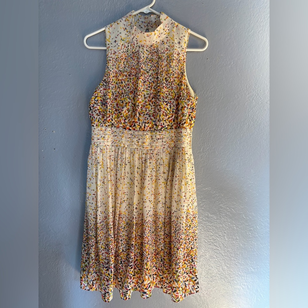 Azalea‎ sleeveless multicolour confetti patterned lined cream dress. SZ L